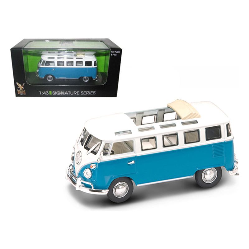 1962 Volkswagen Microbus Van Bus Blue With Open Roof 1/43 Diecast Car by Road Signature - Road Signature - ModelCars.com