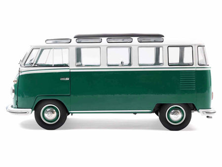 1962 Volkswagen T1 Samba Bus Green and White 1/18 Diecast Model Car by Solido-Solido-ModelCars.com