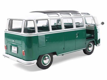 1962 Volkswagen T1 Samba Bus Green and White 1/18 Diecast Model Car by Solido-Solido-ModelCars.com