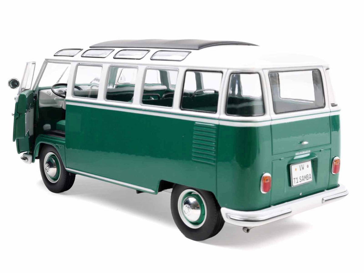 1962 Volkswagen T1 Samba Bus Green and White 1/18 Diecast Model Car by Solido-Solido-ModelCars.com