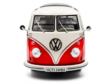 1962 Volkswagen T1 Samba Bus Red and White 1/18 Diecast Model Car by Solido-Solido-ModelCars.com