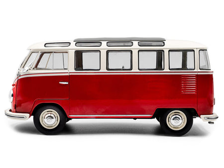 1962 Volkswagen T1 Samba Bus Red and White 1/18 Diecast Model Car by Solido-Solido-ModelCars.com