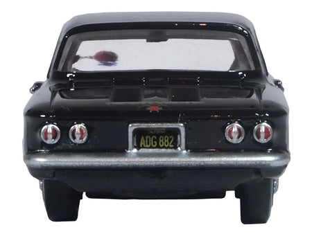 1963 Chevrolet Corvair Coupe Tuxedo Black with Red Interior 1/87 (HO) Scale Diecast Model Car by Oxford Diecast-Oxford Diecast-ModelCars.com
