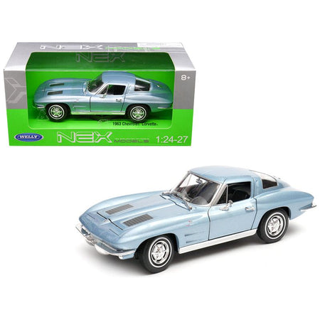 1963 Chevrolet Corvette Light Blue Metallic 1/24 - 1/27 Diecast Model Car by Welly - Welly - ModelCars.com