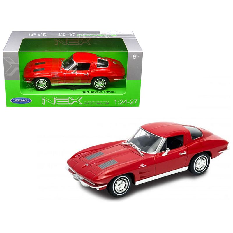 1963 Chevrolet Corvette Red 1/24 - 1/27 Diecast Model Car by Welly - Welly - ModelCars.com