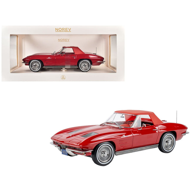 1963 Chevrolet Corvette Stingray Convertible Riverside Red 1/18 Diecast Model Car by Norev-Norev-ModelCars.com