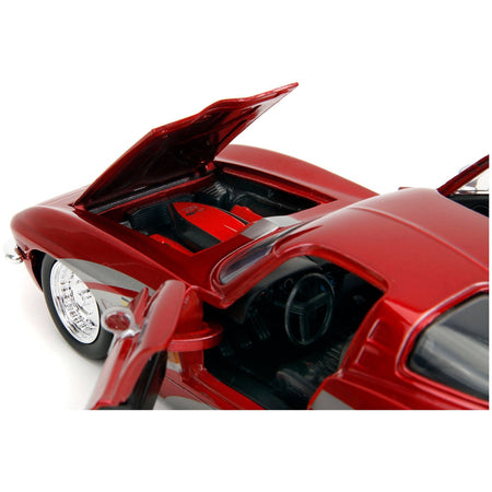 1963 Chevrolet Corvette Stingray Red Metallic with Silver Graphics "Bigtime Muscle" Series 1/24 Diecast Model Car by Jada-Jada-ModelCars.com