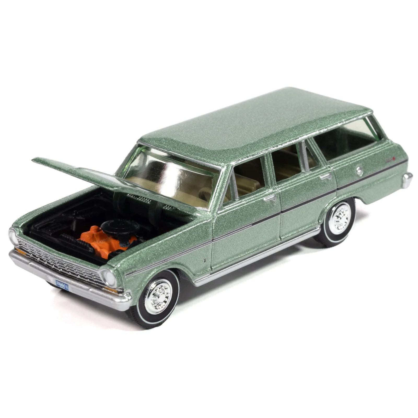 1963 Chevrolet II Nova 400 Wagon Laurel Green Metallic "Vintage Muscle" Series 1/64 Diecast Model Car by Auto World - Autoworld - ModelCars.com