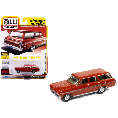 1963 Chevrolet II Nova 400 Wagon Riverside Red "Vintage Muscle" Series 1/64 Diecast Model Car by Auto World - Autoworld - ModelCars.com