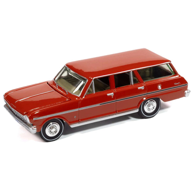 1963 Chevrolet II Nova 400 Wagon Riverside Red "Vintage Muscle" Series 1/64 Diecast Model Car by Auto World-Autoworld-ModelCars.com