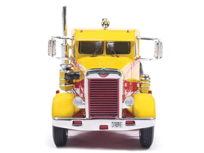 1963 Peterbilt 381 Truck Tractor Yellow with Red Graphics 1/64 Diecast Model Car by IXO Models-IXO-ModelCars.com
