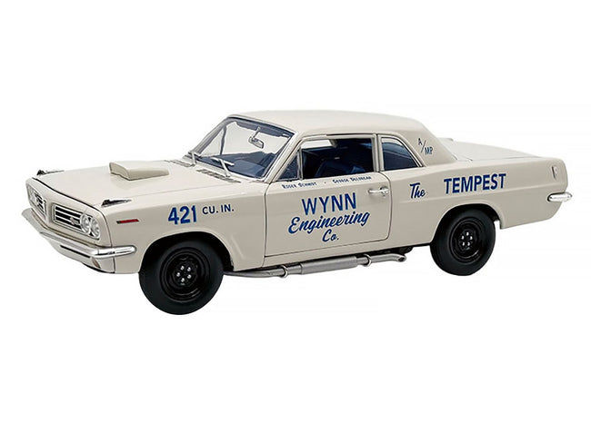 1963 Pontiac Tempest Super Duty "Wynn Engineering Co." White with Blue Interior Limited Edition to 315 pieces Worldwide 1/18 Diecast Model Car by ACME-Acme-ModelCars.com