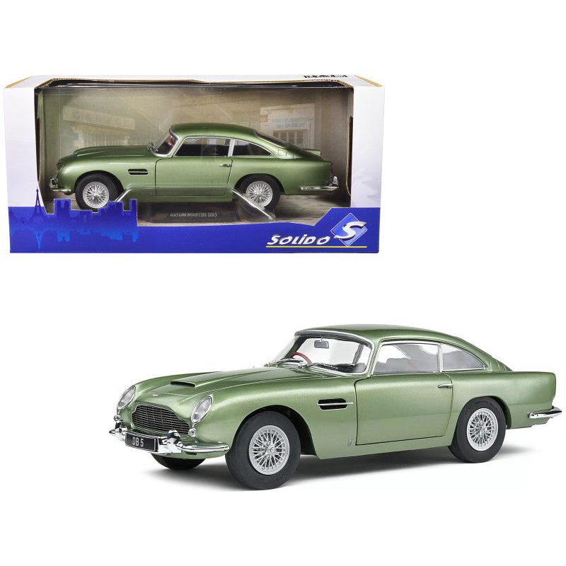 1964 Aston Martin DB5 RHD (Right Hand Drive) Porcelain Green Metallic 1/18 Diecast Model Car by Solido - Solido - ModelCars.com