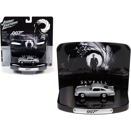 1964 Aston Martin DB5 Silver Birch with Collectible Tin Display "007" "Skyfall" (2012) Movie (23rd in the James Bond Series) 1/64 Diecast Model Car by Johnny Lightning-Johnny Lightning-ModelCars.com