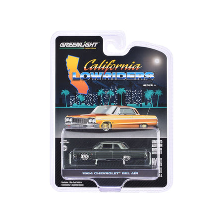 1964 Chevrolet Bel Air Dark Gray Metallic and Silver Metallic "California Lowriders" Series 6 1/64 Diecast Model Car by Greenlight - Greenlight - ModelCars.com