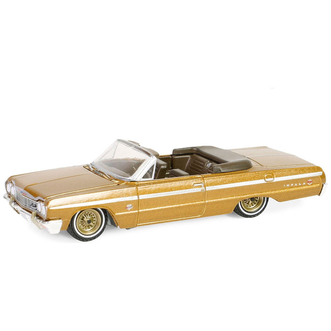 1964 Chevrolet Impala Convertible Lowrider Gold Metallic with Gold Interior "California Lowriders" Series 5 1/64 Diecast Model Car by Greenlight - Greenlight - ModelCars.com