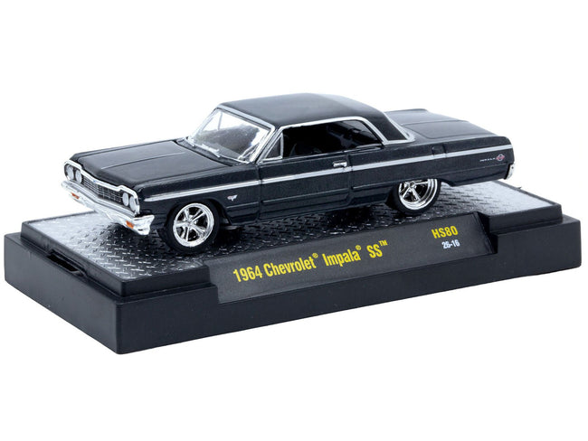 1964 Chevrolet Impala SS Black Metallic Limited Edition to 14102 pieces Worldwide 1/64 Diecast Model Car by M2 Machines-M2-ModelCars.com