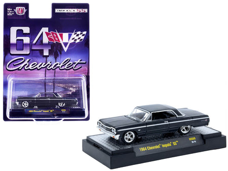1964 Chevrolet Impala SS Black Metallic Limited Edition to 14102 pieces Worldwide 1/64 Diecast Model Car by M2 Machines-M2-ModelCars.com