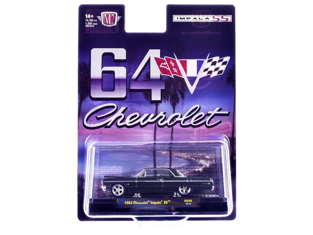 1964 Chevrolet Impala SS Black Metallic Limited Edition to 14102 pieces Worldwide 1/64 Diecast Model Car by M2 Machines-M2-ModelCars.com