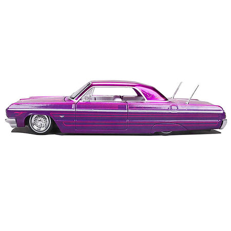 1964 Chevrolet Impala SS Lowrider Candy Purple with Graphics and White Interior "Lowriders" "Maisto Design" Series 1/26 Diecast Model Car by Maisto-Maisto-ModelCars.com