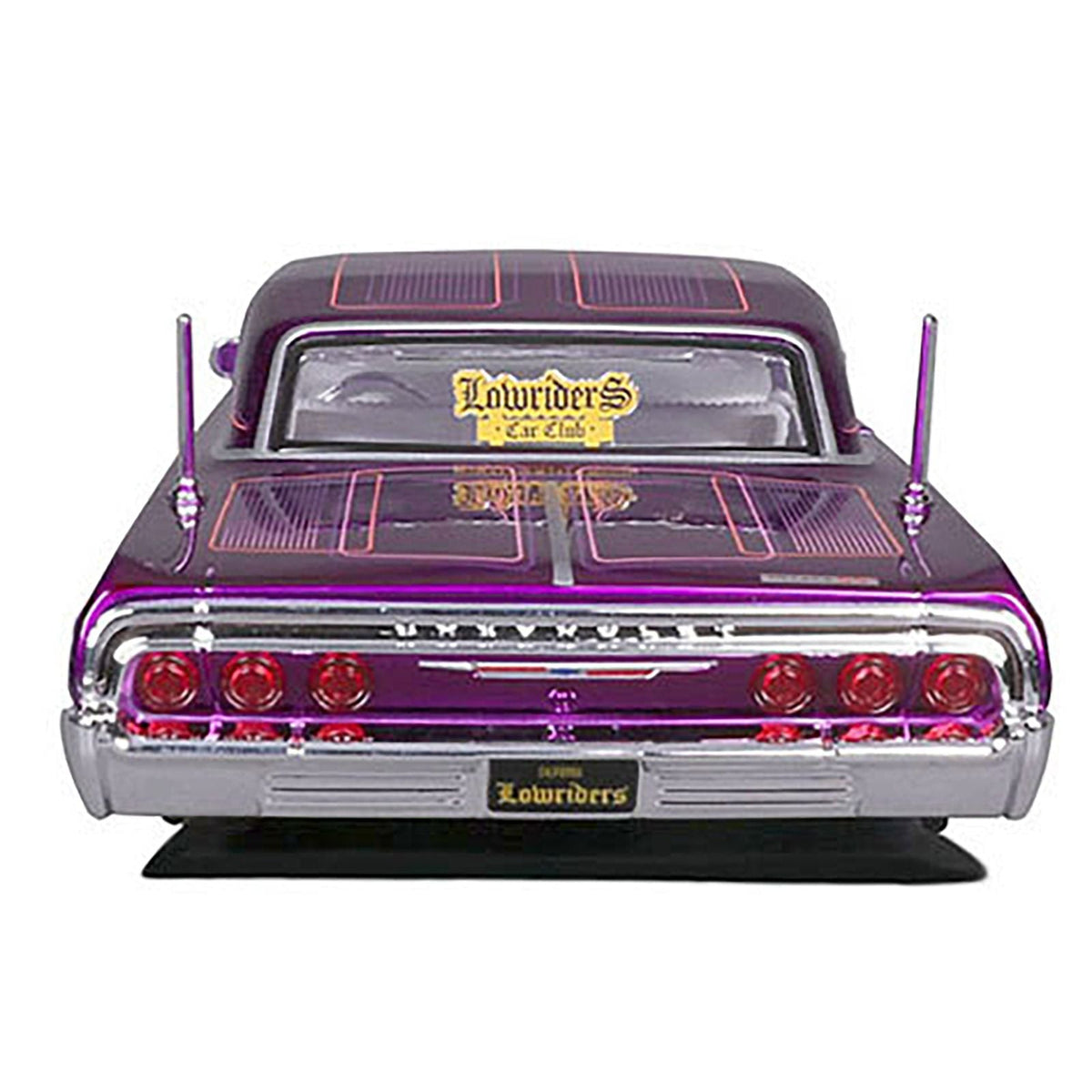 1964 Chevrolet Impala SS Lowrider Candy Purple with Graphics and White Interior "Lowriders" "Maisto Design" Series 1/26 Diecast Model Car by Maisto-Maisto-ModelCars.com