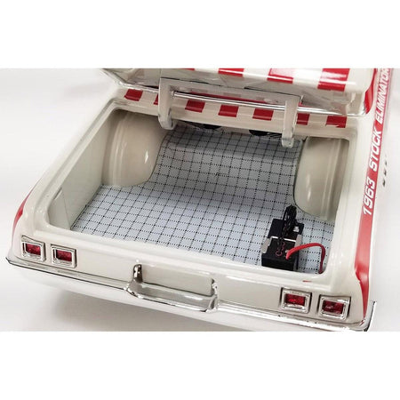 1964 Dodge 330 "Ramchargers" White with Red Graphics and Stripes Limited Edition to 504 pieces Worldwide 1/18 Diecast Model Car by ACME-Acme-ModelCars.com