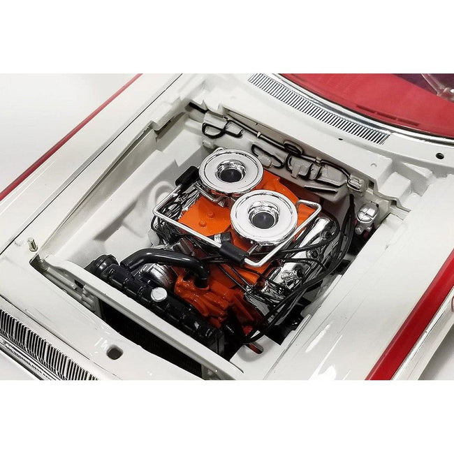 1964 Dodge 330 "Ramchargers" White with Red Graphics and Stripes Limited Edition to 504 pieces Worldwide 1/18 Diecast Model Car by ACME-Acme-ModelCars.com
