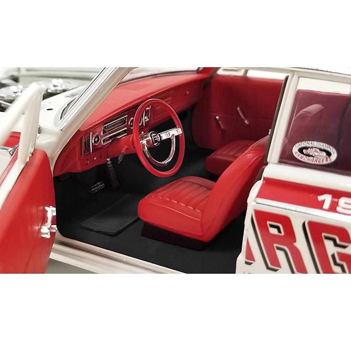 1964 Dodge 330 "Ramchargers" White with Red Graphics and Stripes Limited Edition to 504 pieces Worldwide 1/18 Diecast Model Car by ACME-Acme-ModelCars.com