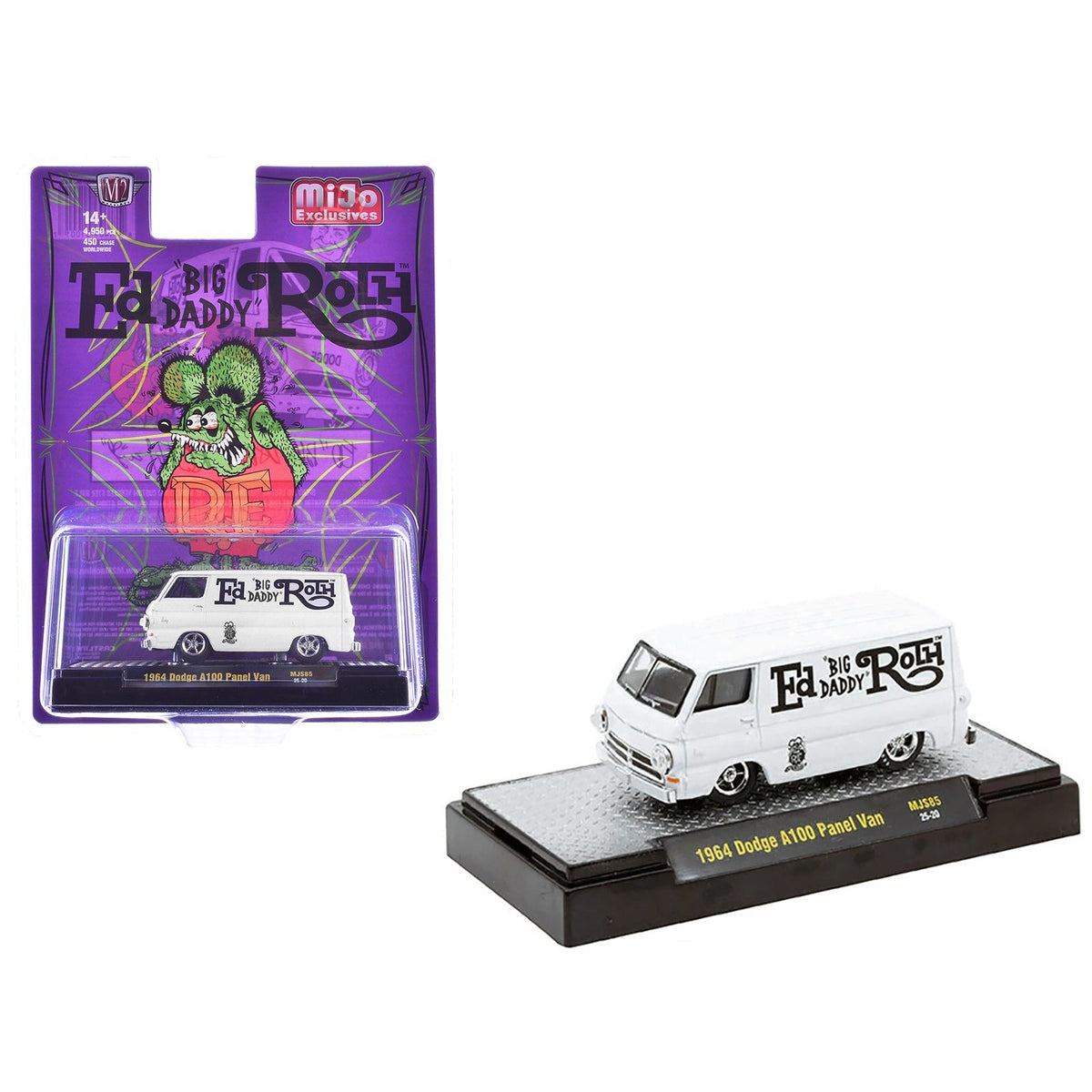 1964 Dodge A100 Panel Van "Ed 'Big Daddy' Roth - Rat Fink" White Limited Edition to 4950 pieces Worldwide 1/64 Diecast Model Car by M2 Machines-M2-ModelCars.com