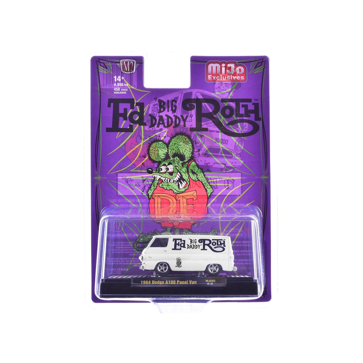 1964 Dodge A100 Panel Van "Ed 'Big Daddy' Roth - Rat Fink" White Limited Edition to 4950 pieces Worldwide 1/64 Diecast Model Car by M2 Machines-M2-ModelCars.com