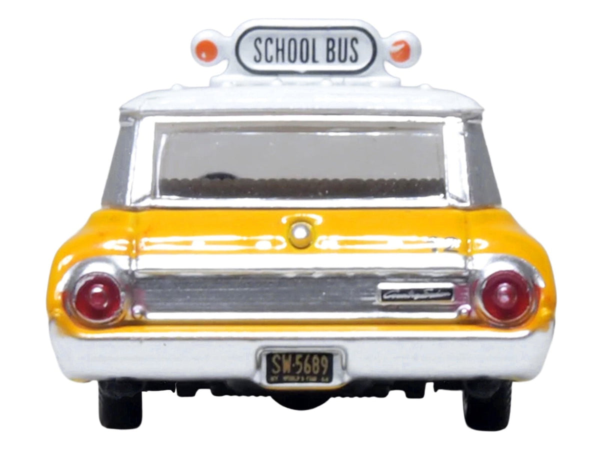 1964 Ford Country Station Wagon "Central School Bus" Yellow with White Top 1/87 (HO) Scale Diecast Model Car by Oxford Diecast-Oxford Diecast-ModelCars.com