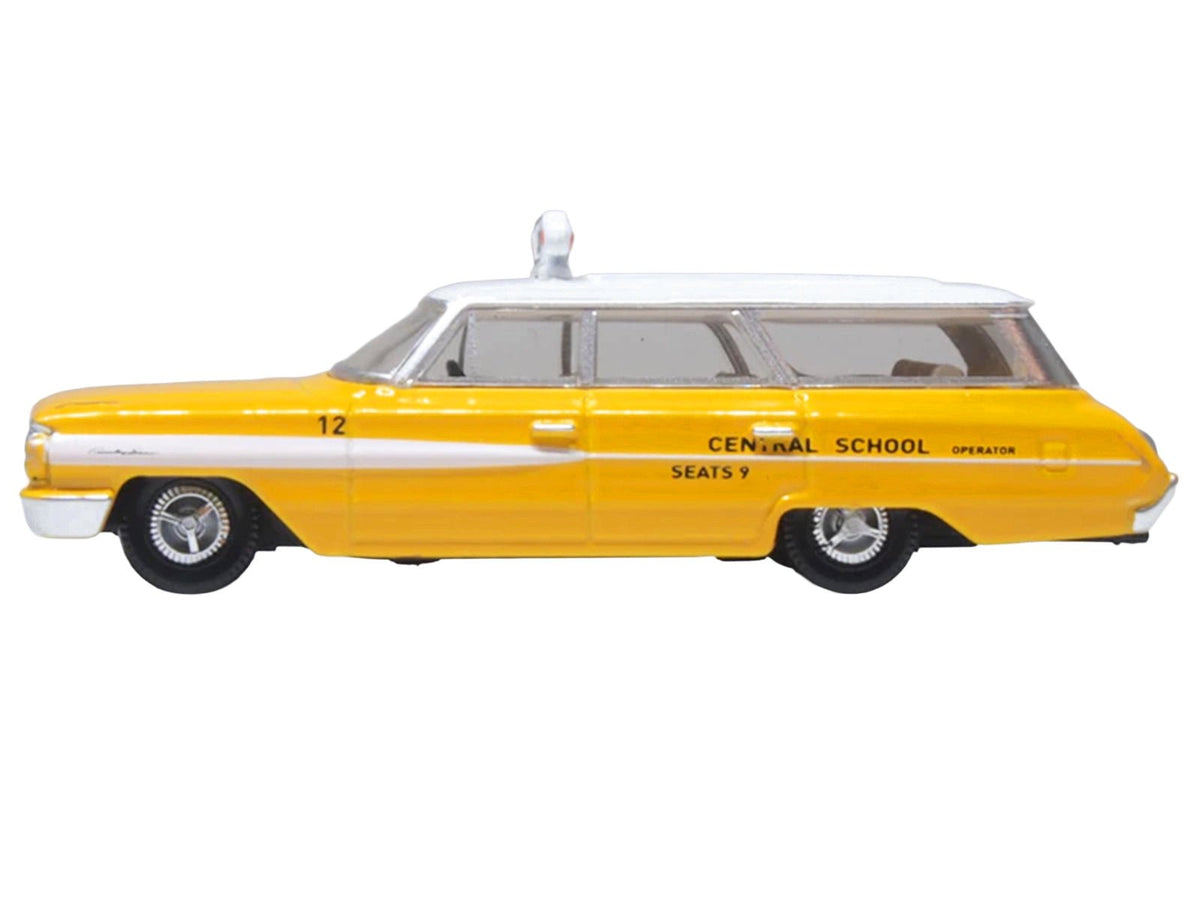 1964 Ford Country Station Wagon "Central School Bus" Yellow with White Top 1/87 (HO) Scale Diecast Model Car by Oxford Diecast-Oxford Diecast-ModelCars.com