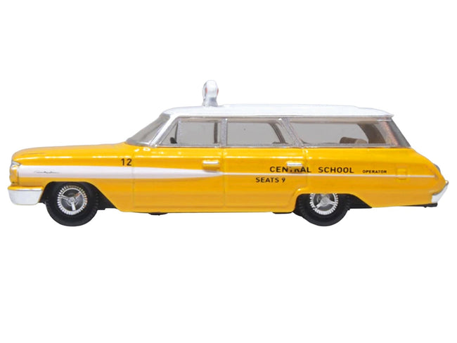 1964 Ford Country Station Wagon "Central School Bus" Yellow with White Top 1/87 (HO) Scale Diecast Model Car by Oxford Diecast-Oxford Diecast-ModelCars.com