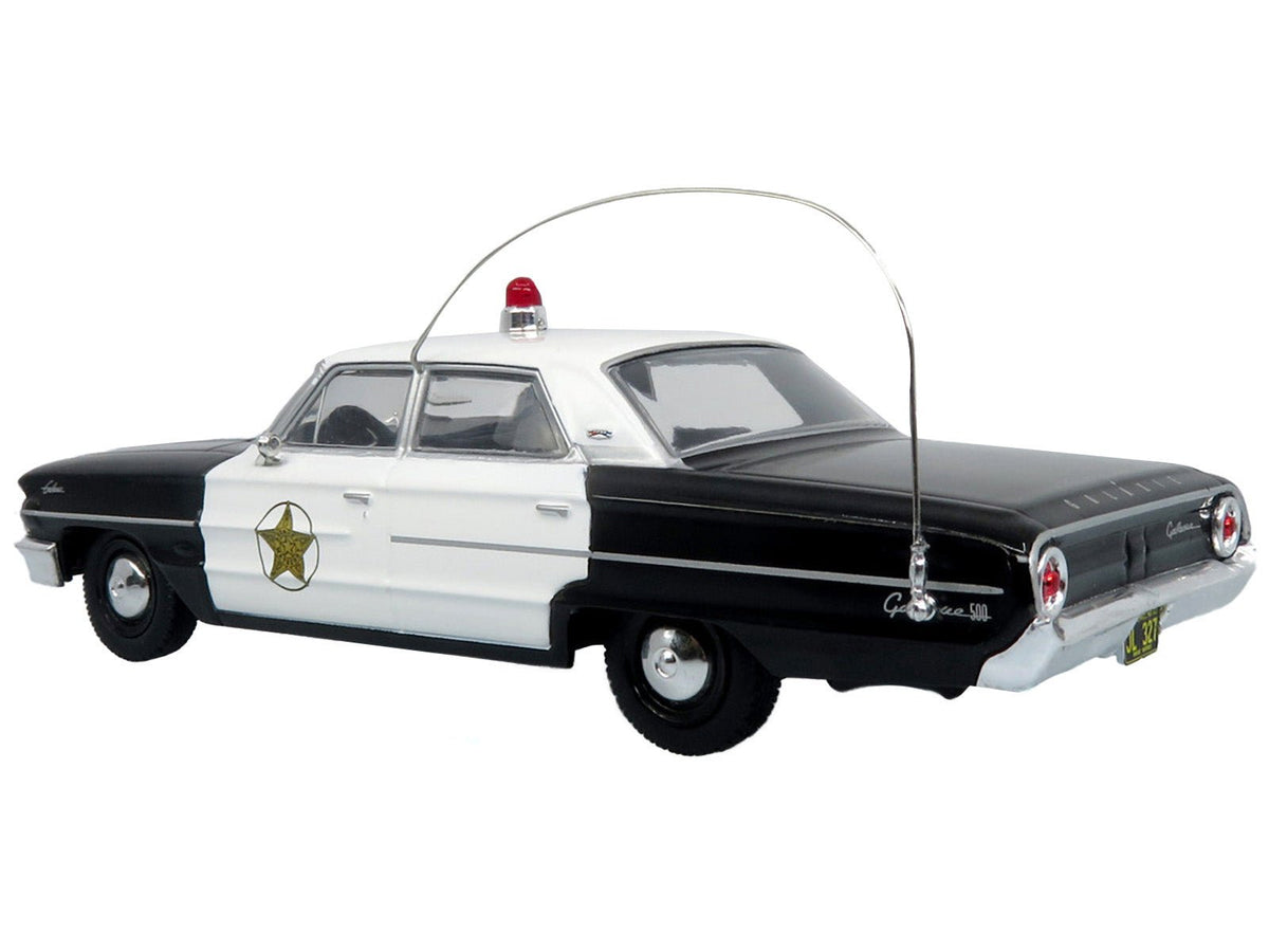 1964 Ford Galaxie 500 Police Car "Mount Airy Mayberry Sheriff" Black and White 1/43 Diecast Model by Iconic Replicas-Iconic Replicas-ModelCars.com