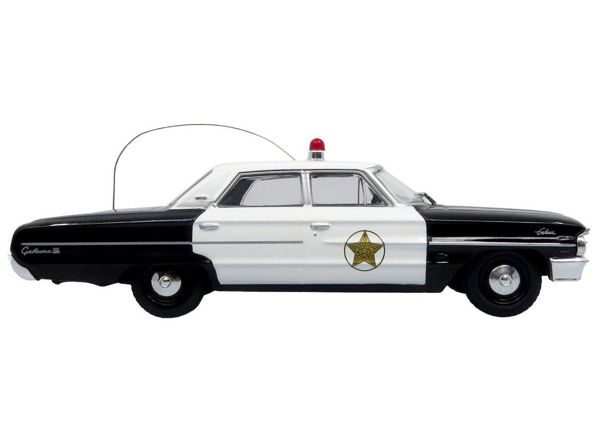 1964 Ford Galaxie 500 Police Car "Mount Airy Mayberry Sheriff" Black and White 1/43 Diecast Model by Iconic Replicas-Iconic Replicas-ModelCars.com