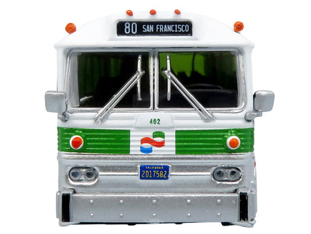 1964 MCI MC-5A Coach Bus "Golden Gate Transit" White with Green Stripes "Vintage Bus & Motorcoach Collection" Limited Edition to 504 pieces Worldwide 1/87 (HO) Diecast Model by Iconic Replicas-Iconic Replicas-ModelCars.com