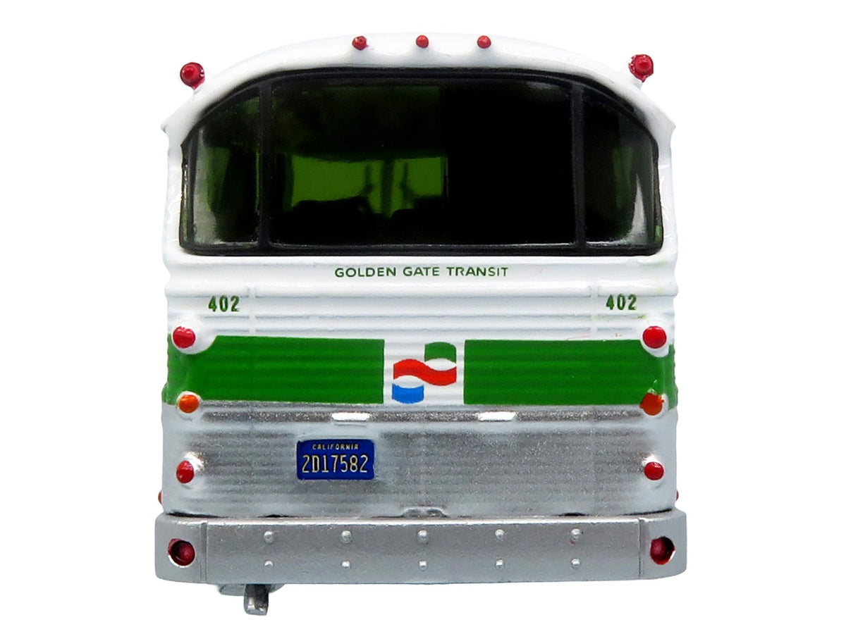 1964 MCI MC-5A Coach Bus "Golden Gate Transit" White with Green Stripes "Vintage Bus & Motorcoach Collection" Limited Edition to 504 pieces Worldwide 1/87 (HO) Diecast Model by Iconic Replicas-Iconic Replicas-ModelCars.com