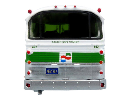 1964 MCI MC-5A Coach Bus "Golden Gate Transit" White with Green Stripes "Vintage Bus & Motorcoach Collection" Limited Edition to 504 pieces Worldwide 1/87 (HO) Diecast Model by Iconic Replicas-Iconic Replicas-ModelCars.com