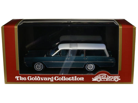 1964 Pontiac Safari Gulfstream Aqua Metallic with White Top and Blue Interior Limited Edition to 200 pieces Worldwide 1/43 Model Car by Goldvarg Collection-Goldvarg Collection-ModelCars.com
