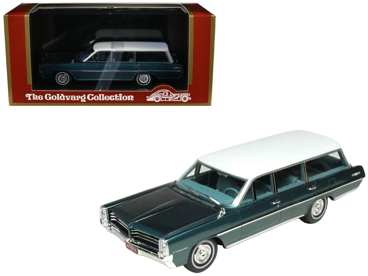 1964 Pontiac Safari Gulfstream Aqua Metallic with White Top and Blue Interior Limited Edition to 200 pieces Worldwide 1/43 Model Car by Goldvarg Collection-Goldvarg Collection-ModelCars.com