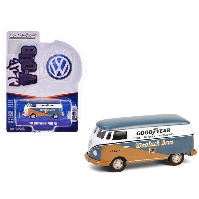 1964 Volkswagen Panel Van "Goodyear" Gray and White with Tan Graphics "Club Vee-Dub" Series 20 1/64 Diecast Model Car by Greenlight-Greenlight-ModelCars.com