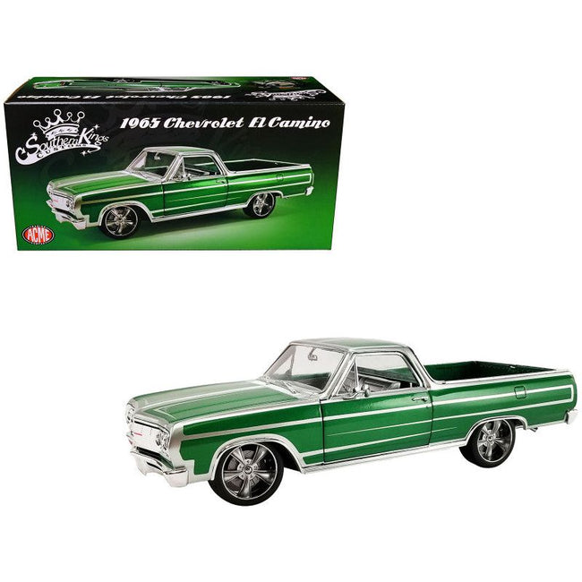 1965 Chevrolet El Camino Custom Calypso Green Metallic with Silver Graphics "Southern Kings Customs" Limited Edition to 210 pieces Worldwide 1/18 Diecast Model Car by ACME - Acme - ModelCars.com