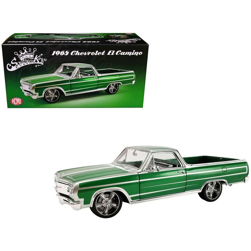 1965 Chevrolet El Camino Custom Calypso Green Metallic with Silver Graphics "Southern Kings Customs" Limited Edition to 210 pieces Worldwide 1/18 Diecast Model Car by ACME-Acme-ModelCars.com