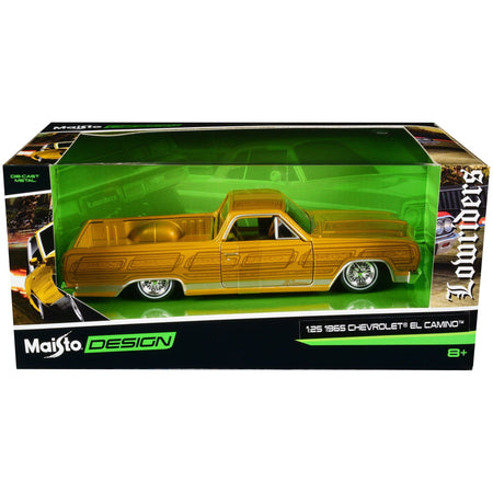 1965 Chevrolet El Camino Lowrider Gold Metallic with Graphics "Lowriders" Series 1/25 Diecast Model Car by Maisto - Maisto - ModelCars.com