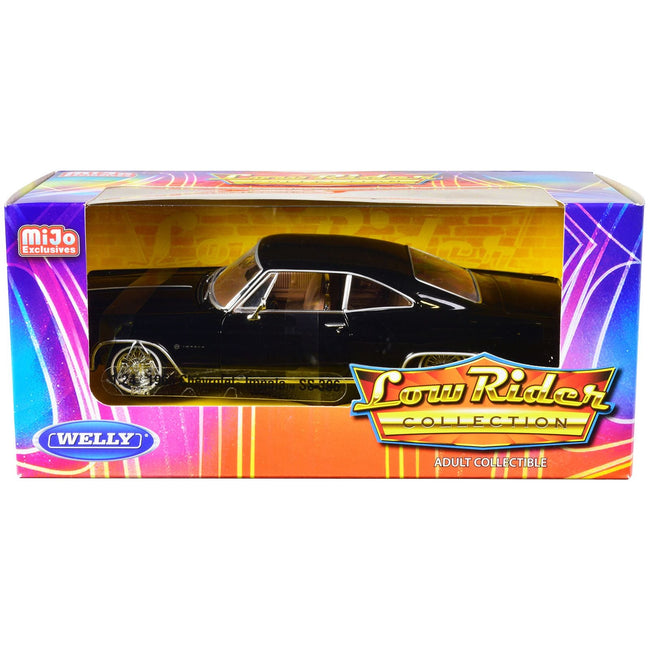 1965 Chevrolet Impala SS 396 Lowrider Black with Brown Interior "Low Rider Collection" 1/24 Diecast Model Car by Welly - Welly - ModelCars.com