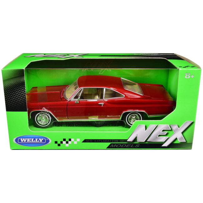 1965 Chevrolet Impala SS 396 Red Metallic "NEX Models" 1/24 Diecast Model Car by Welly - Welly - ModelCars.com
