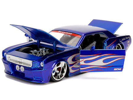 1965 Ford Mustang #5 "L. John's Racing" Candy Blue with Flame Graphics "Bigtime Muscle" Series 1/24 Diecast Model Car by Jada-Jada-ModelCars.com