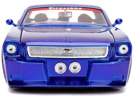 1965 Ford Mustang #5 "L. John's Racing" Candy Blue with Flame Graphics "Bigtime Muscle" Series 1/24 Diecast Model Car by Jada-Jada-ModelCars.com