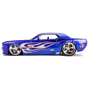 1965 Ford Mustang #5 "L. John's Racing" Candy Blue with Flame Graphics "Bigtime Muscle" Series 1/24 Diecast Model Car by Jada