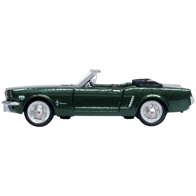 1965 Ford Mustang Convertible Ivy Green Metallic 1/87 (HO) Scale Diecast Model Car by Oxford Diecast-Oxford Diecast-ModelCars.com